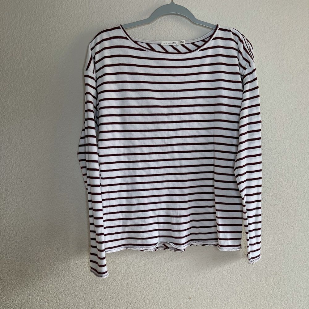 Rag and bone red and white boat neck sweater